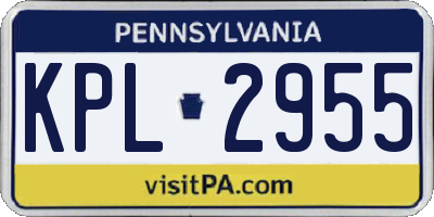PA license plate KPL2955