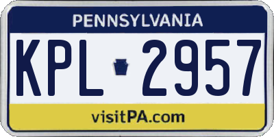 PA license plate KPL2957