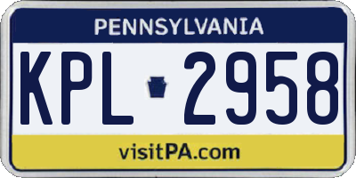 PA license plate KPL2958