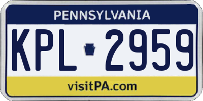PA license plate KPL2959