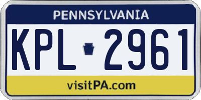 PA license plate KPL2961