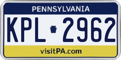 PA license plate KPL2962