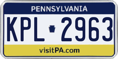 PA license plate KPL2963