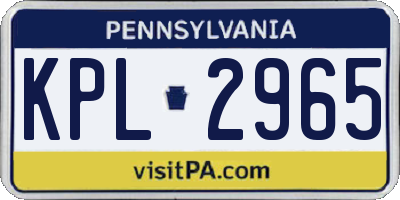 PA license plate KPL2965
