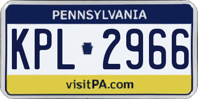 PA license plate KPL2966
