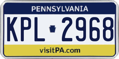 PA license plate KPL2968