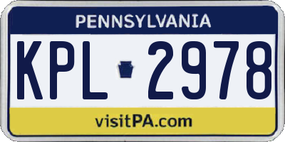 PA license plate KPL2978