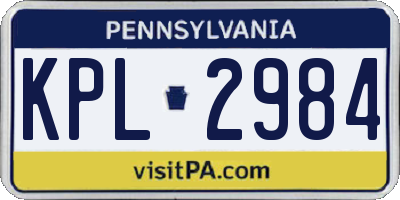 PA license plate KPL2984