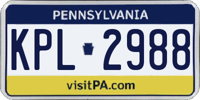 PA license plate KPL2988