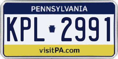 PA license plate KPL2991