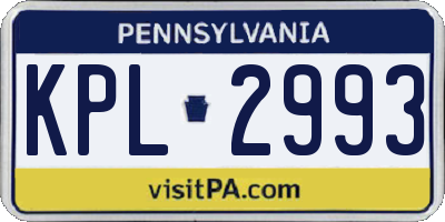 PA license plate KPL2993