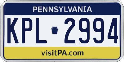 PA license plate KPL2994