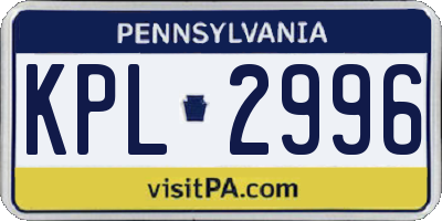 PA license plate KPL2996