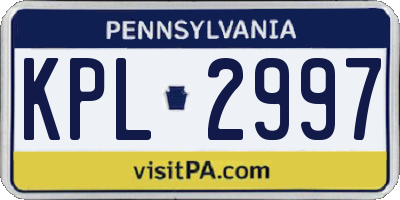 PA license plate KPL2997