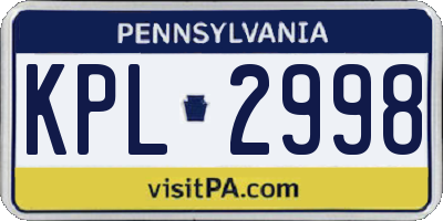 PA license plate KPL2998