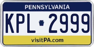 PA license plate KPL2999