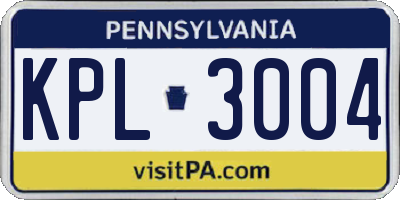 PA license plate KPL3004