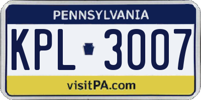 PA license plate KPL3007