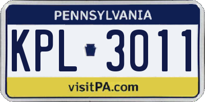 PA license plate KPL3011