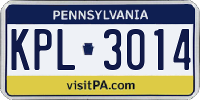 PA license plate KPL3014