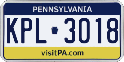 PA license plate KPL3018