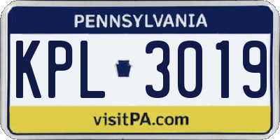 PA license plate KPL3019