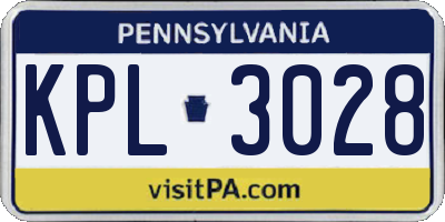 PA license plate KPL3028