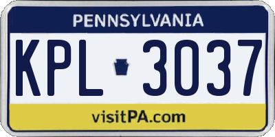 PA license plate KPL3037
