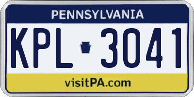 PA license plate KPL3041