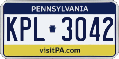 PA license plate KPL3042