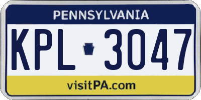 PA license plate KPL3047
