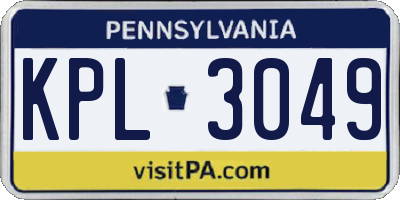 PA license plate KPL3049