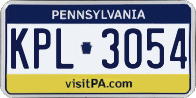PA license plate KPL3054