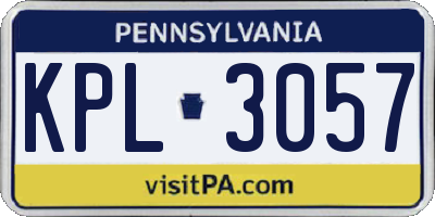 PA license plate KPL3057