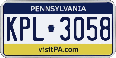 PA license plate KPL3058