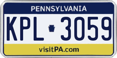 PA license plate KPL3059