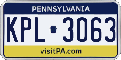 PA license plate KPL3063