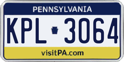PA license plate KPL3064