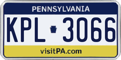 PA license plate KPL3066