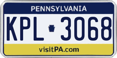 PA license plate KPL3068