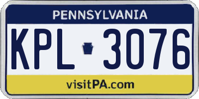 PA license plate KPL3076