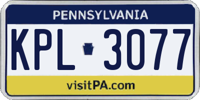 PA license plate KPL3077