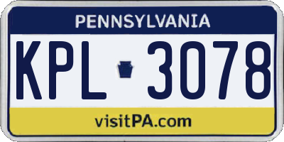 PA license plate KPL3078