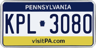 PA license plate KPL3080