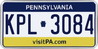 PA license plate KPL3084