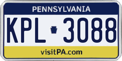 PA license plate KPL3088