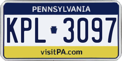 PA license plate KPL3097