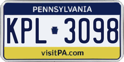 PA license plate KPL3098
