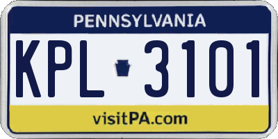 PA license plate KPL3101