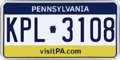 PA license plate KPL3108